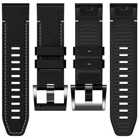 Cinturino In Vera Pelle Stile Retrò Compatibile Con Garmin Fenix 8/fenix 7x /fenix 3 Black 26 Millimetri - Foto 9