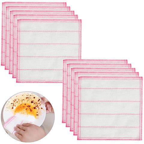 Strofinacci Da Cucina 10 Pezzi Riutilizzabili Rosa E Bianchi 25x25 Cm - Foto 1