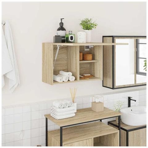 Mobile da Bagno Rovere Sonoma 60x25x40 cm in Legno Multistrato - Foto 2