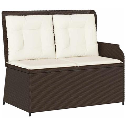 Panchina da giardino con cuscino Marrone Poly Rattan - Foto 1
