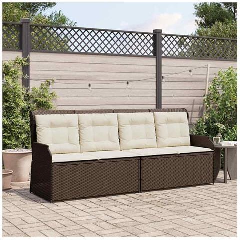 Panchina da giardino con cuscino Marrone Poly Rattan - Foto 2