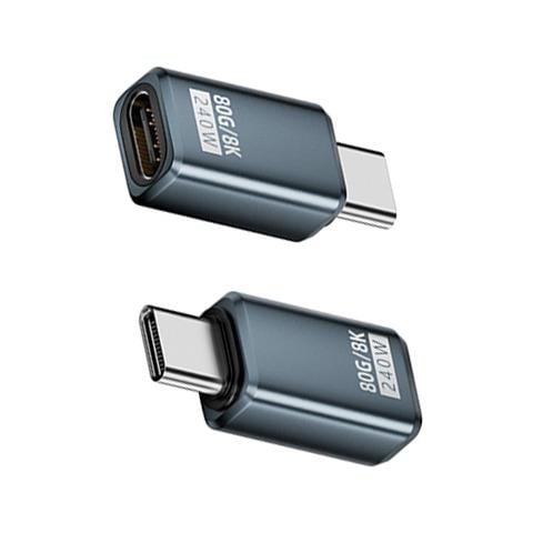 Adattatore Usb-c Femmina A Maschio 240w 80gbps - Connettore Dritto (confezione Da 2) Grey - Foto 1