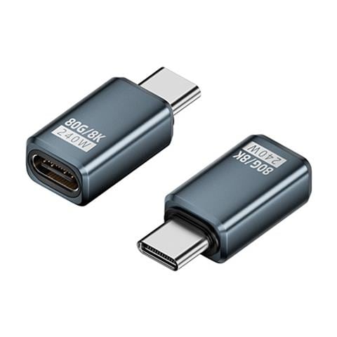 Adattatore Usb-c Femmina A Maschio 240w 80gbps - Connettore Dritto (confezione Da 2) Grey - Foto 2