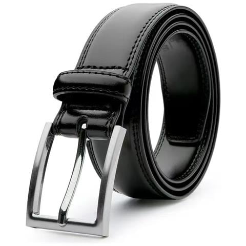 Cintura Da Uomo Con Fibbia Ad Ardiglione In Pelle Pu Nera Da 120 Cm - Stile Retrò - Foto 1