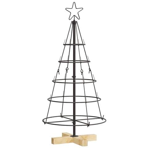 Albero a Cono di Natale con supporto Nero 90 cm Acciaio - Foto 1