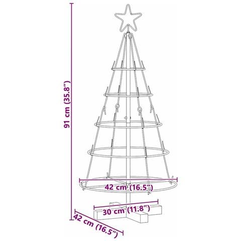 Albero a Cono di Natale con supporto Nero 90 cm Acciaio - Foto 9