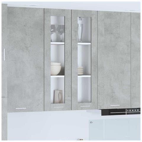 Armadio pensile con porta Riga Grigio cemento 60 x 31 x 100 cm - Foto 2