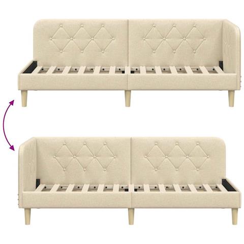 Cornice del letto ad angolo Crema 80 x 200 cm Tessuto - Foto 9