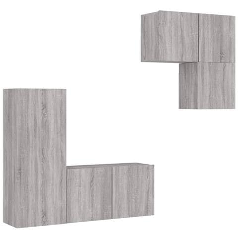 Mobili TV a Muro 4pz Grigio Sonoma in Legno Multistrato - Foto 1