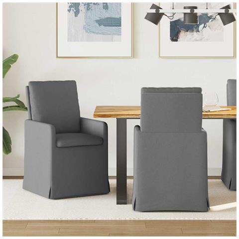 Sedie da pranzo 2 pcs Grigio scuro 57 x 67 x 98 cm Tessuto - Foto 2