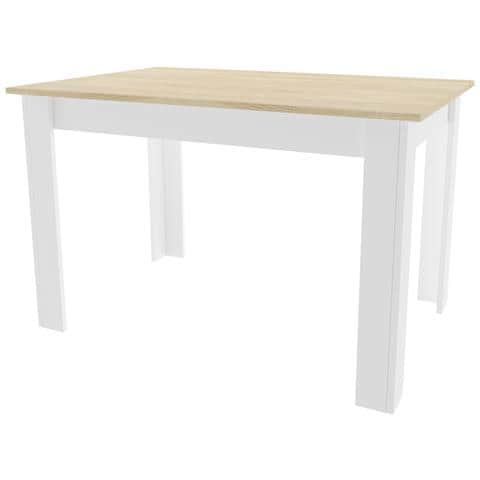 Tavolo da pranzo rettangolare moderno 80x120 cm, rovere Sonoma + bianco - Foto 2