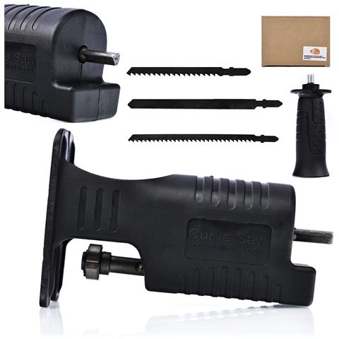 Sega Alternativa Con Adattatore Per Trapano E 3 Lame - | Acciaio Inox + Abs, Nero | Taglio Preciso Di Legno, Metallo, Plastica - Foto 1