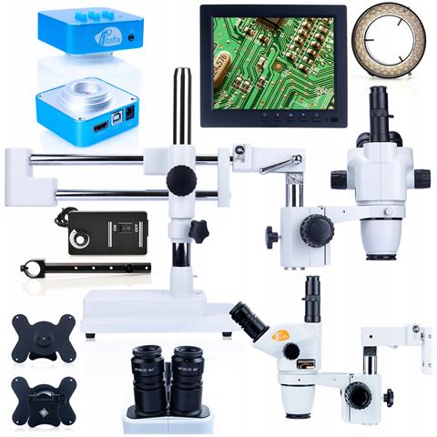 Mikroscopio Stereoscopico Trinoculare Moon Pro Msmp-t-sdms1-6745 - Set Con Camera Scorpius Pro, Display 8"", Supporto, Illuminatore Led | Alta Qualità Ottica, Zoom 6,7x-45x | Uso Professionale - Foto 1