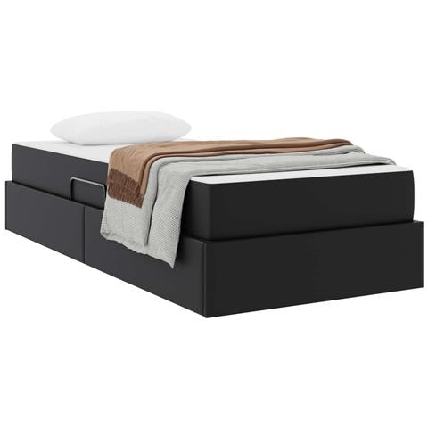 Letto con contenitore e materasso 2 pcs Nero Pelle - Foto 1