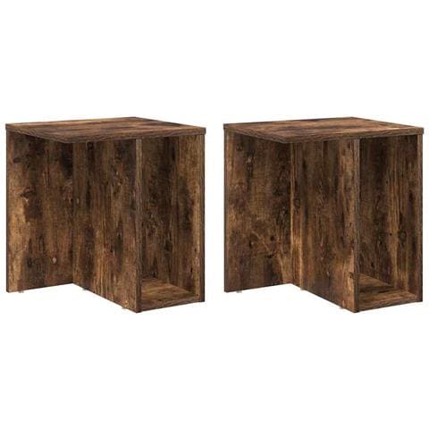 Tavolino 2 pcs Rovere fumé 37 x 32 x 40 cm Legno multistrato - Foto 1
