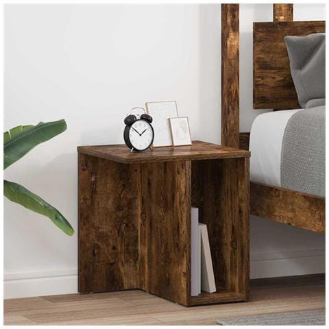 Tavolino 2 pcs Rovere fumé 37 x 32 x 40 cm Legno multistrato - Foto 2