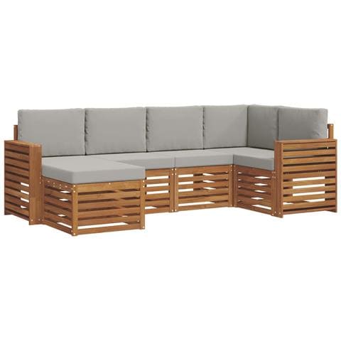 Set divani con cuscino 6 pcs Grigio Naturale e Chiaro - Foto 1