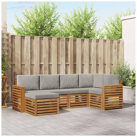 Set divani con cuscino 6 pcs Grigio Naturale e Chiaro - Foto 2