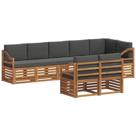 Set divani 8 pcs Naturale e Antracite Legno di Acacia Massello - Foto 1