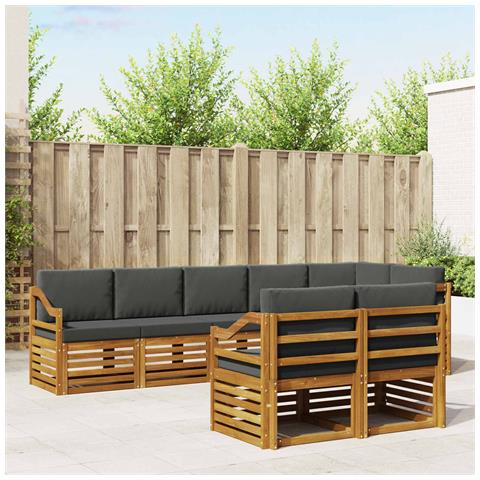 Set divani 8 pcs Naturale e Antracite Legno di Acacia Massello - Foto 2