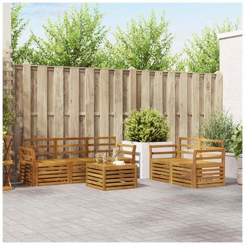 Set divani 6 pcs Naturale Legno di Acacia Massello - Foto 2