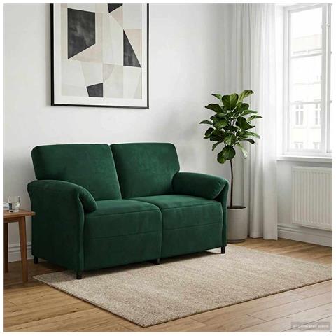 Divano a 2 Posti Verde Scuro 158 x 83 x 95 cm Velluto - Foto 2