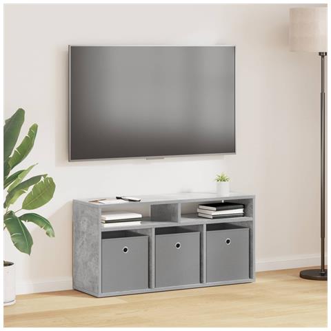 Lowboard con cassetto Grigio cemento 87 x 27,5 x 43 cm - Foto 2