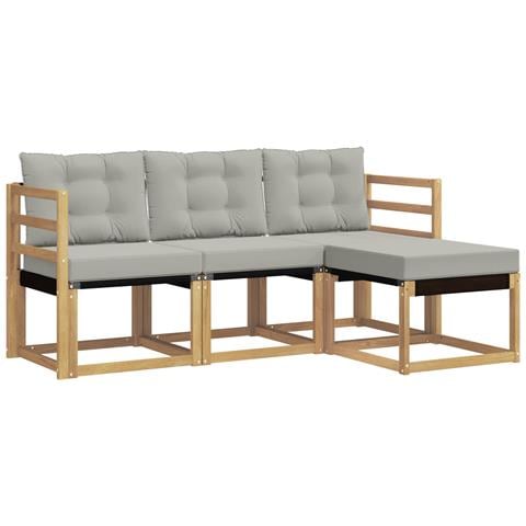 Set di divani da esterno 4 pcs Bianco e Grigio Chiaro - Foto 1