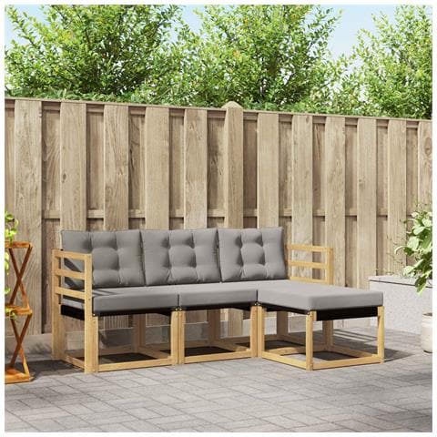 Set di divani da esterno 4 pcs Bianco e Grigio Chiaro - Foto 2