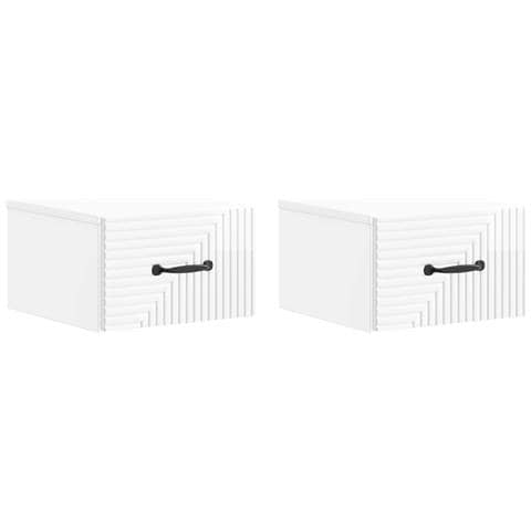 Mobiletto da notte a muro 2 pcs Bianco Lucido 34,5 x 33 x 20 cm - Foto 1