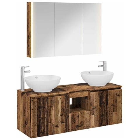 Set di Armadi da Bagno 4 pcs Legno antico Legno ingegnerizzato - Foto 1