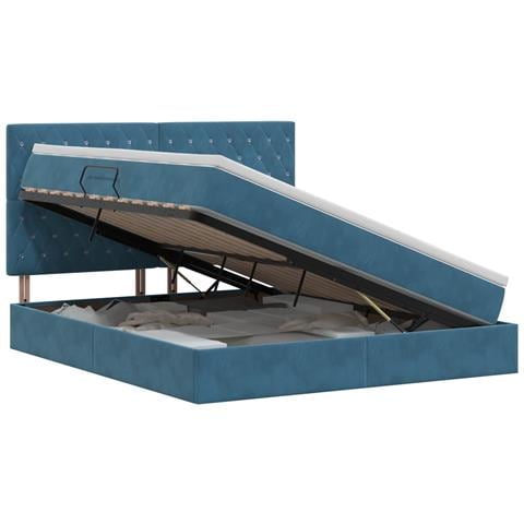 Letto con contenitore e materasso Blu Scuro 140 x 200 cm - Foto 1