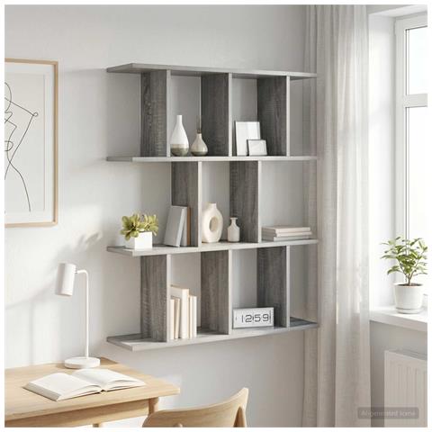 Scaffale da parete Sonoma grigio 102 x 20 x 96 cm - Foto 2