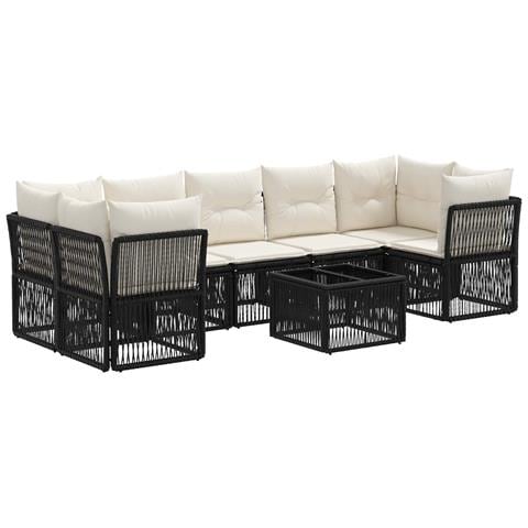 Set Divano da Giardino 8 pz Nero polyrattan - Foto 1