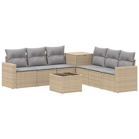 Set di divani 8 pz Beige e Grigio Chiaro - Foto 1