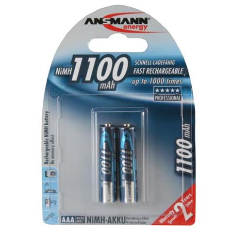 1x2 NiMH 1100 mAh Micro / AAA / HR03, Nichel-idruro di metallo (NiMH) , 10,5 x 44,5 mm, AAA, 1,2V - Foto 1