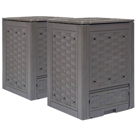 Compostiere Per Giardino 2 Pz Marrone 60x60x83 Cm 600 L - Foto 1
