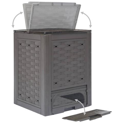Compostiere Per Giardino 2 Pz Marrone 60x60x83 Cm 600 L - Foto 7