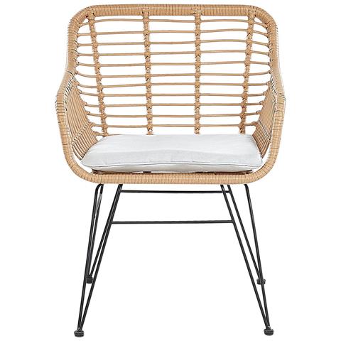 Set Da Balcone In Rattan Marrone Chiaro 2 Sedie Cuscini Grigio Chiaro Trestina - Foto 16