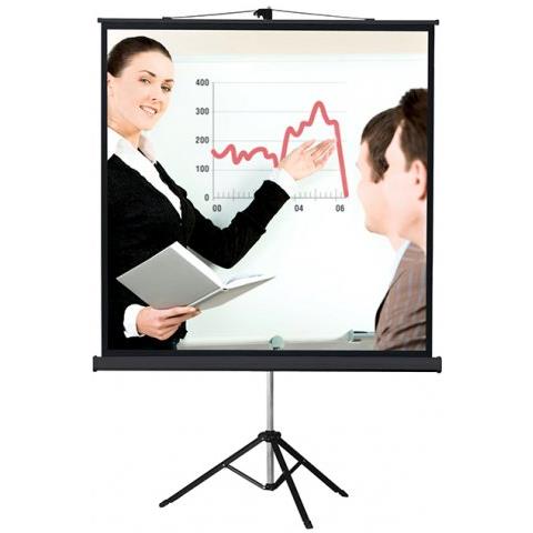 Schermo Proiezione Su Treppiede, Con Telo ""matte White"" Bianco Ottico Con Retro Nero 240x240cm 135"" 1:1 - Foto 1