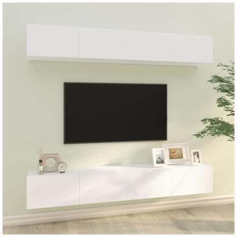 Mobili Porta Tv A Parete 4 Pz Bianchi 100x30x30 Cm - Foto 6