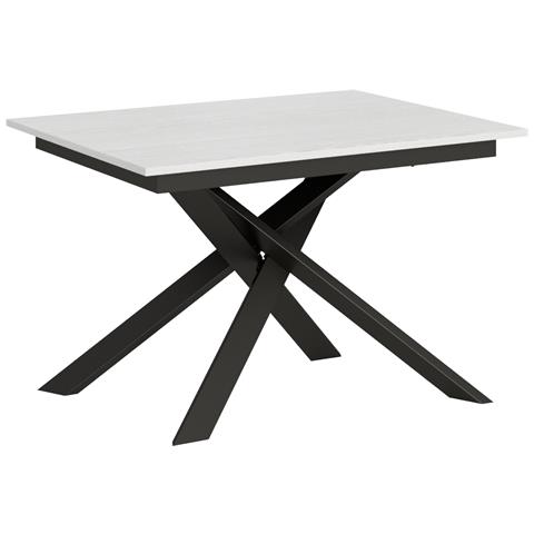 Tavolo Allungabile 90x120/180 Cm Ganty - Bordo In Tinta Telaio Antracite - Bianco Frassino - Foto 5