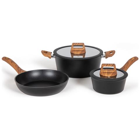Set Di Pentole 5 Pz In Alluminio Nero - Foto 1