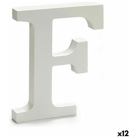 Lettera F Legno Bianco (1,8 X 21 X 17 Cm) (12 Unità) - Foto 1