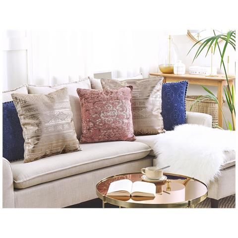 Cuscino Decorativo Oujda Cotone 50 X 50 Cm Geometrico Oro Rosa - Foto 1