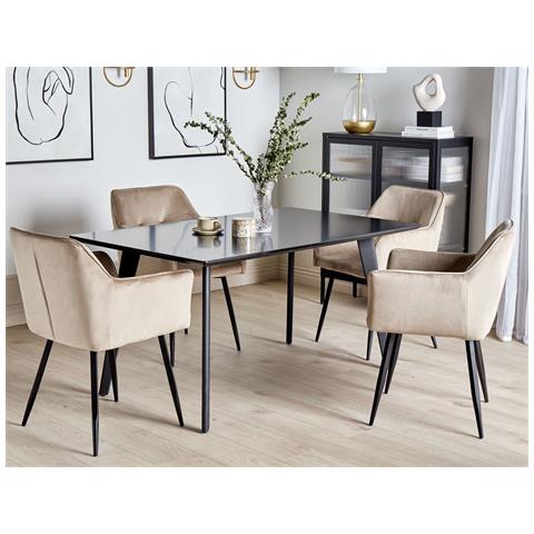 Tavolo Da Pranzo Dorcas Nero 150 Cm 90 Cm - Foto 1