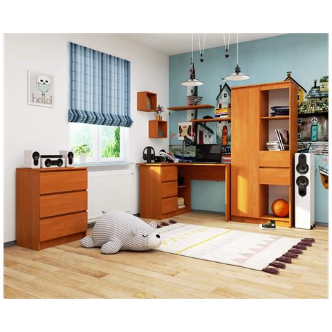 Scrivania ad angolo B16 sinistro, 3 cassetti, 124x85x77 cm, Colore Ontano - Foto 6
