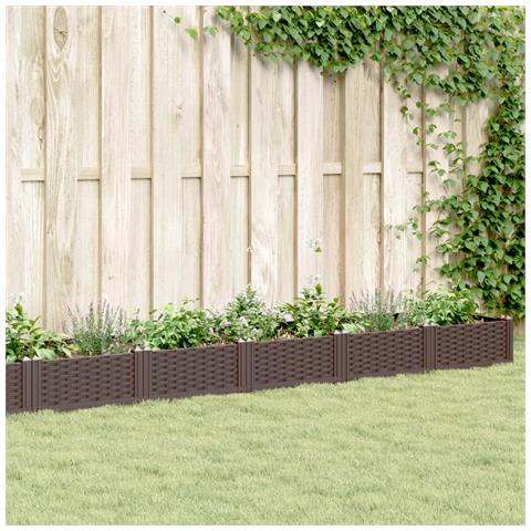 Fioriera Da Giardino Con Picchetti Marrone 362,5x42,5x28,5cm Pp - Foto 1