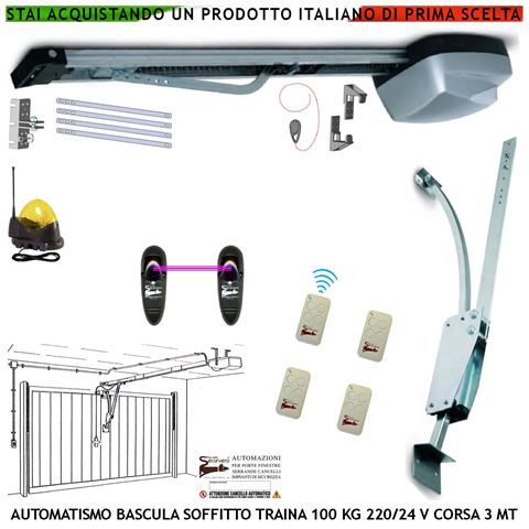 Basculante Contrappesi 100 Kg Motore 220/24 V Autoreverse 4 Radiocomandi Archetto Fotocellule Faro Antenna - Foto 1