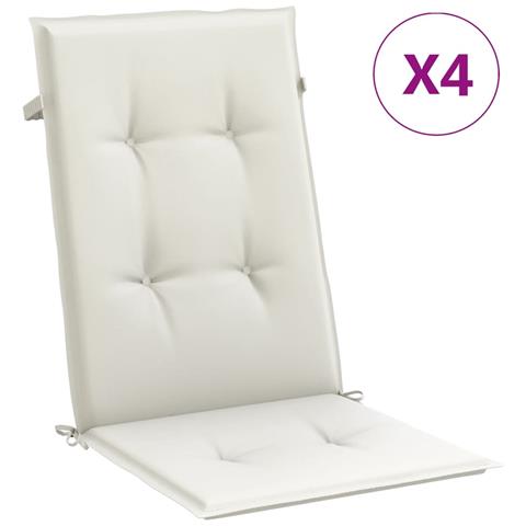 Cuscini Sedia Schiena Alta 4 Crema Mélange 120x50x4 Tessuto - Foto 2